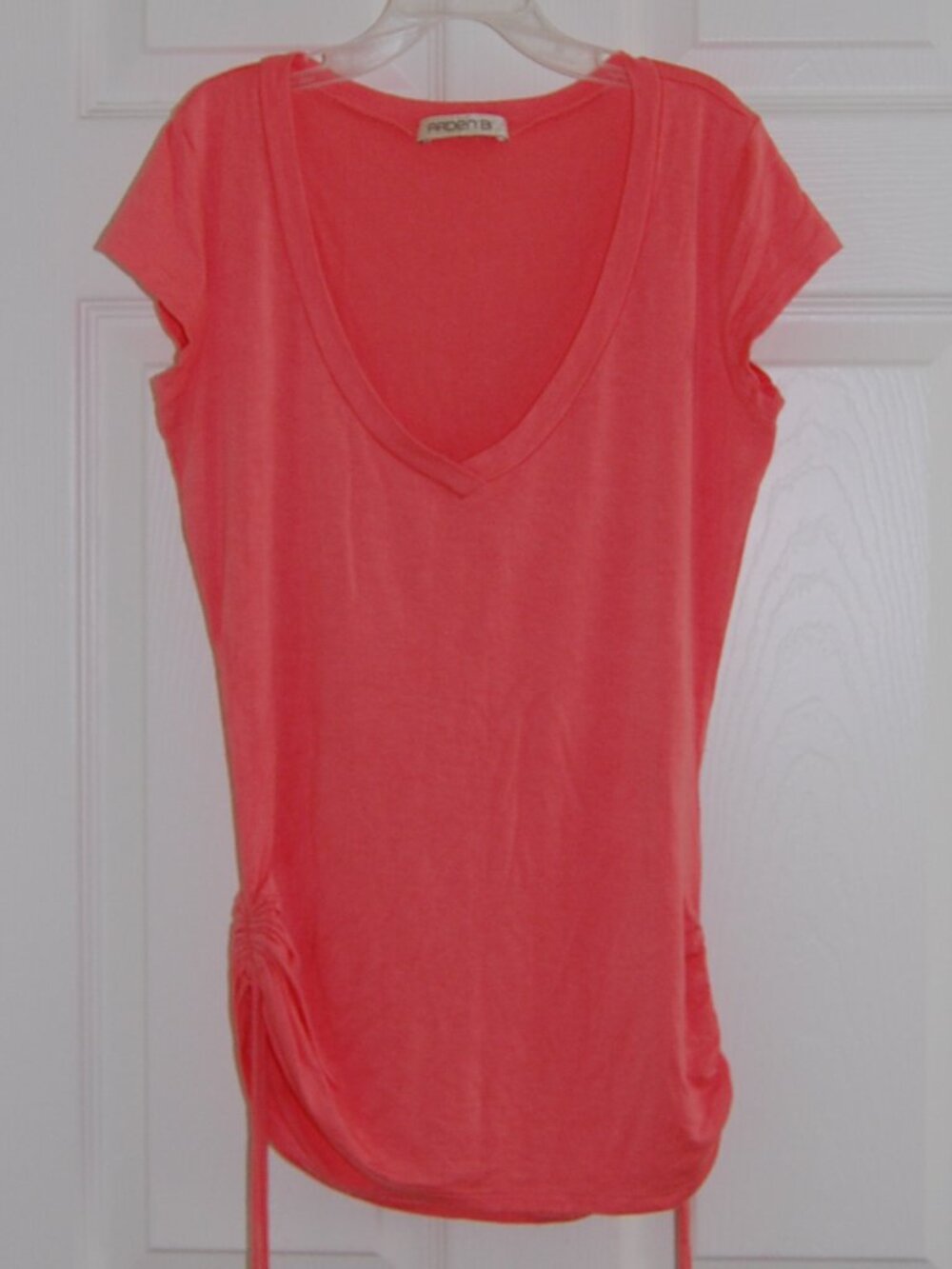 Arden B Peachy Ruched Rayon Top, Women Size M